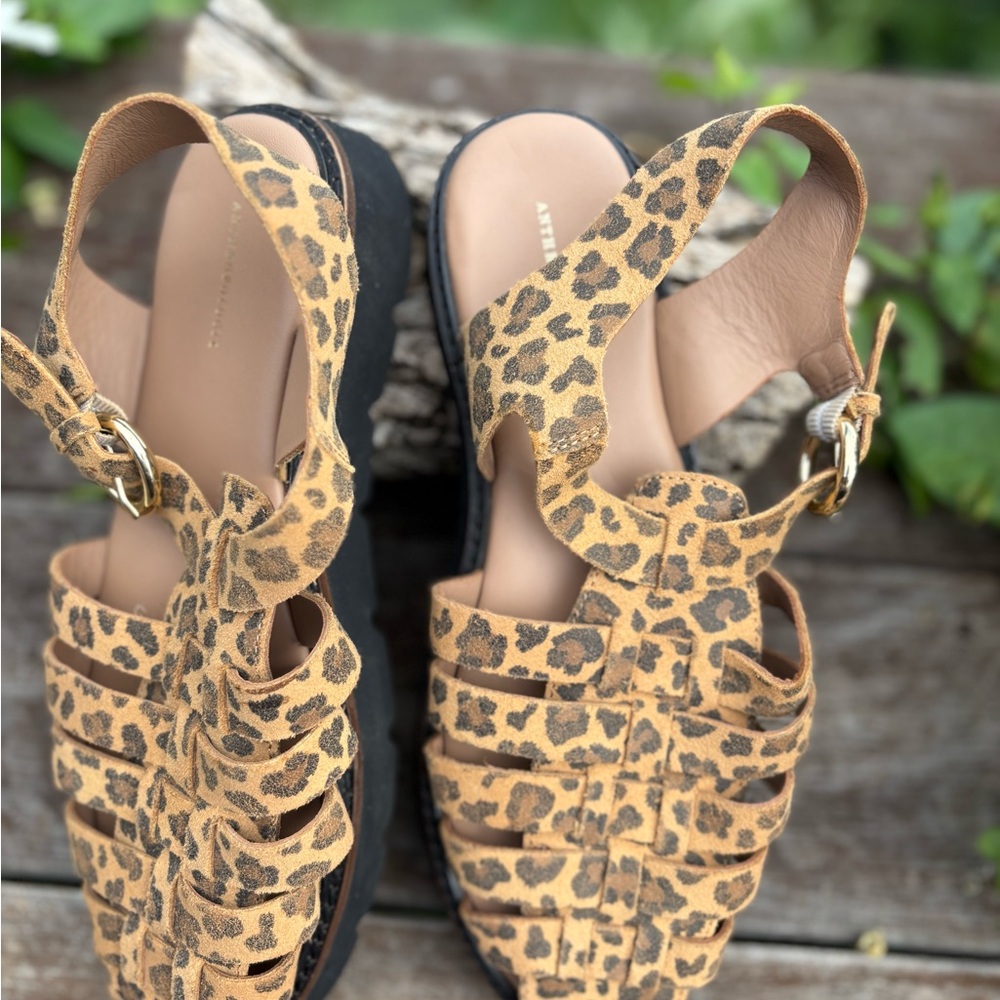 Anthropologie Leopard Print Fisherman Sandals. Size 40/9 - Picture 4 of 5